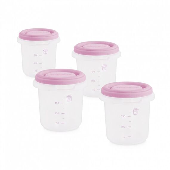 Set 4 Recipiente Plastic 250 ml Rose Miniland Baby, Culoare: Roz, Cantitate: 250ml - poza 3 - ExclusivMAG.ro