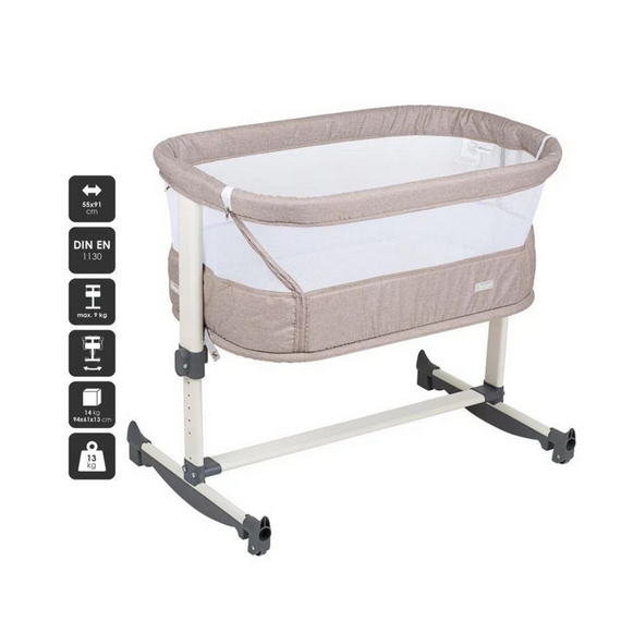 Patut co-sleeper BabyGo Vivaldi Beige, Culoare: Crem, Dimensiuni: 80x50 - poza 3 - ExclusivMAG.ro