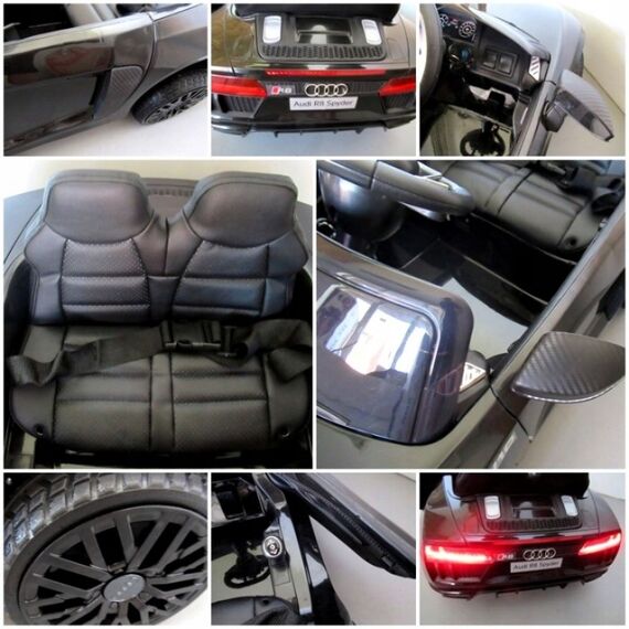 Masinuta electrica cu telecomanda, roti EVA, scaun piele Audi R8 R-Sport Negru, Culoare: Negru, Capacitate acumulator: 6V - poza 5 - ExclusivMAG.ro