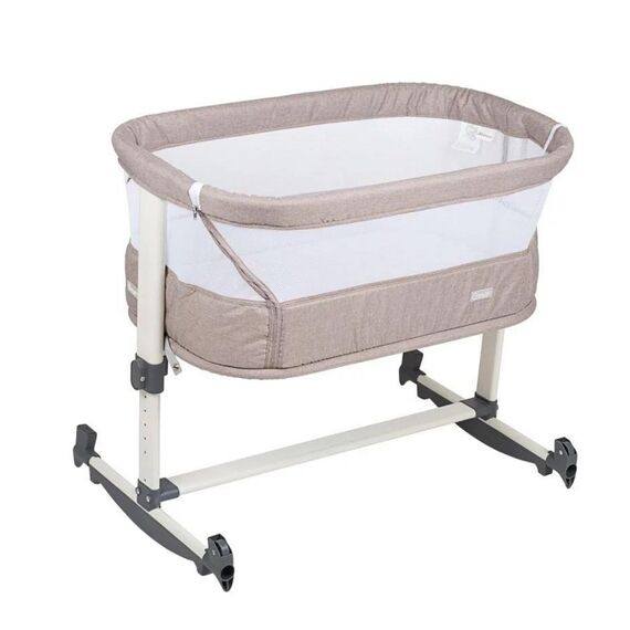 Patut co-sleeper BabyGo Vivaldi Beige, Culoare: Crem, Dimensiuni: 80x50  - ExclusivMAG.ro