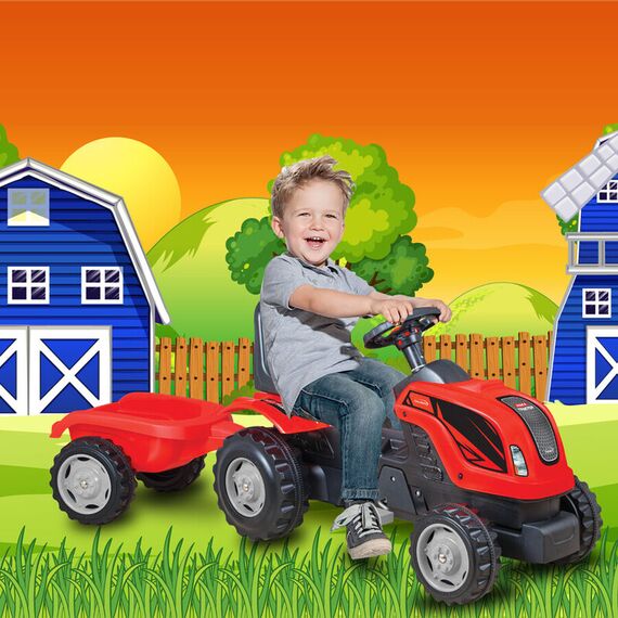 Tractor cu pedale si remorca Micromax MMX Verde Inchis, Culoare: Verde inchis - poza 4 - ExclusivMAG.ro