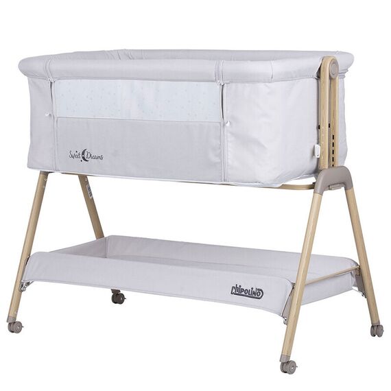 Patut Co-Sleeper Chipolino Sweet Dreams grey stars wood, Culoare: Gri deschis - poza 2 - ExclusivMAG.ro