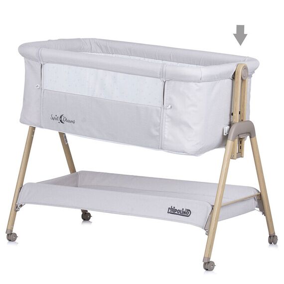 Patut Co-Sleeper Chipolino Sweet Dreams grey stars wood, Culoare: Gri deschis - poza 5 - ExclusivMAG.ro