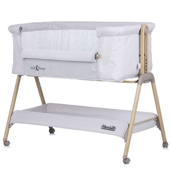 Patut Co-Sleeper Chipolino Sweet Dreams grey stars wood, Culoare: Gri deschis - poza 3 - ExclusivMAG.ro