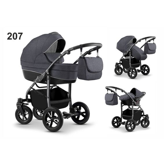 Carucior Mikado CITY STAR S-LINE 3 in 1 (culoare 207) Grafit, Culoare: Gri  - ExclusivMAG.ro
