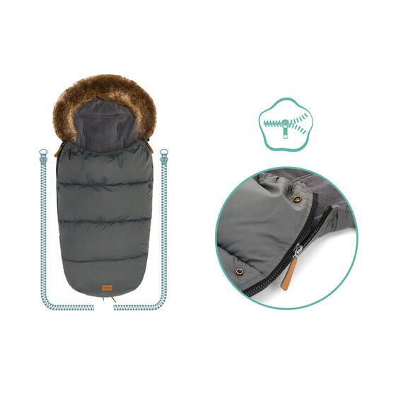 Sac de iarna cu guler blanita detasabil, pentru carucior, Grey, 100x50 cm, Fillikid, Culoare: Gri - poza 4 - ExclusivMAG.ro