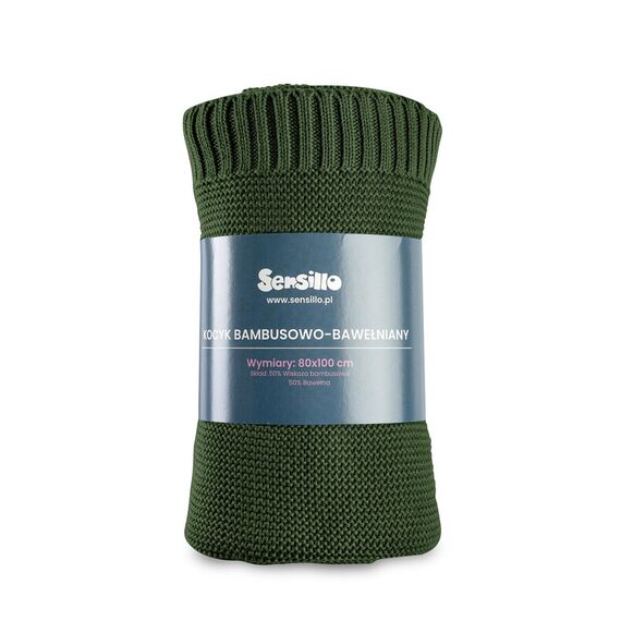Paturica de bumbac si bambus Sensillo 100x80 cm Verde Inchis, Culoare: Verde - poza 2 - ExclusivMAG.ro