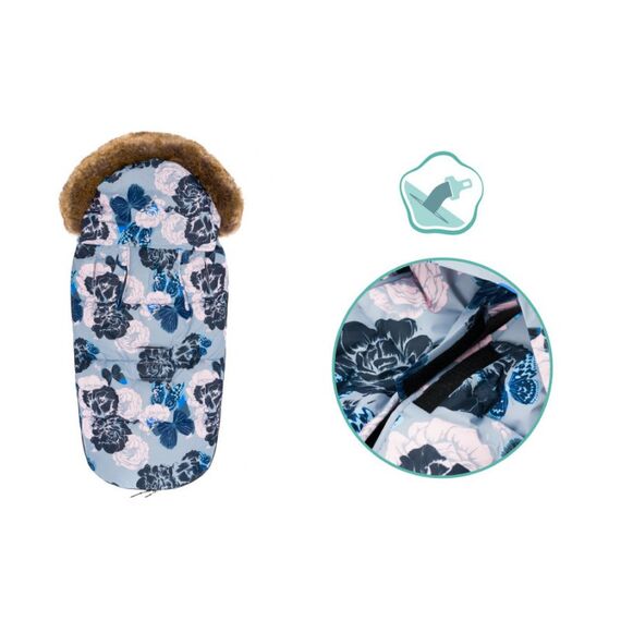 Sac de iarna cu guler blanita detasabil, pentru carucior, grey floral, 100x50 cm, Fillikid, Culoare: Blue - poza 3 - ExclusivMAG.ro
