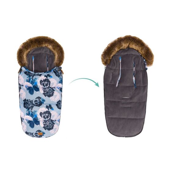 Sac de iarna cu guler blanita detasabil, pentru carucior, grey floral, 100x50 cm, Fillikid, Culoare: Blue - poza 5 - ExclusivMAG.ro