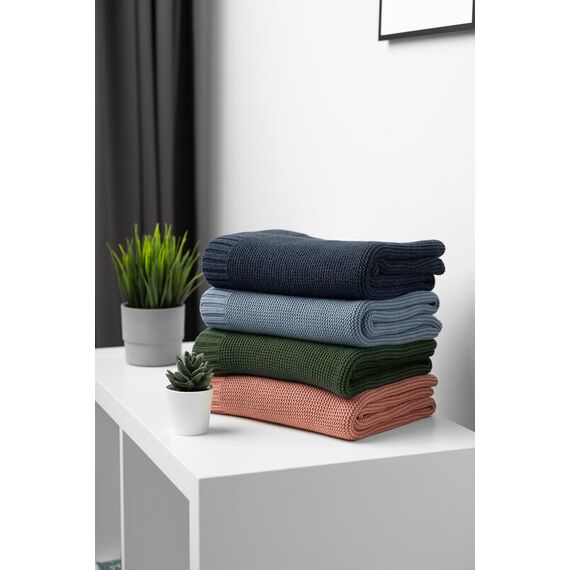 Paturica de bumbac si bambus Sensillo 100x80 cm Jeans, Culoare: Blue - poza 5 - ExclusivMAG.ro