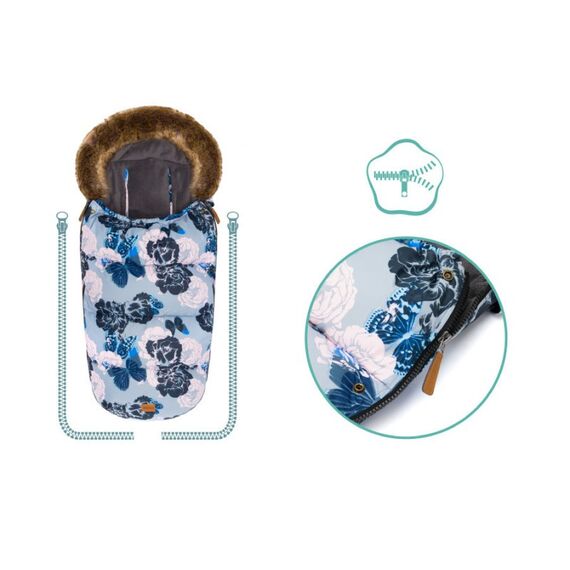 Sac de iarna cu guler blanita detasabil, pentru carucior, grey floral, 100x50 cm, Fillikid, Culoare: Blue - poza 6 - ExclusivMAG.ro
