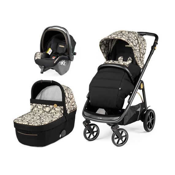 Carucior 3 in 1 Peg Perego Veloce, SLK, 0 - 22 kg, Graphic Gold, Negru / Bej, Culoare: Negru  - ExclusivMAG.ro