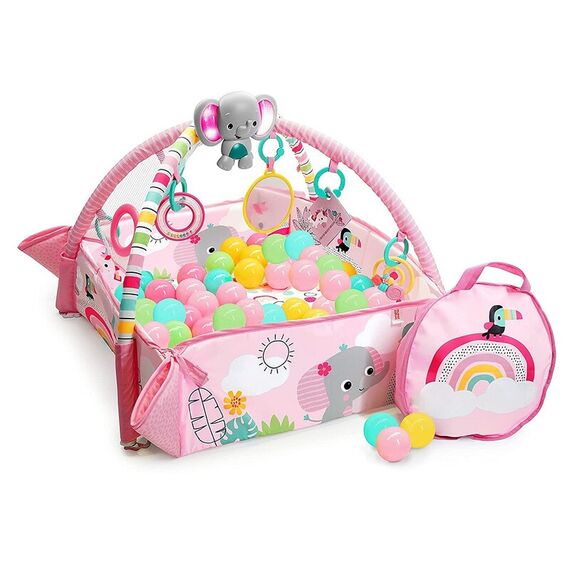 Salteluta de activitati 5 in 1 Gym & Ball Pit Rainbow Tropics Bright Starts  - ExclusivMAG.ro