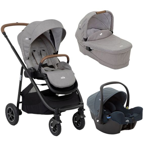 Carucior pentru copii multifunctional 3 in 1 Joie Versatrax Gray/i-Snug Lagoon, Culoare: Gri deschis  - ExclusivMAG.ro