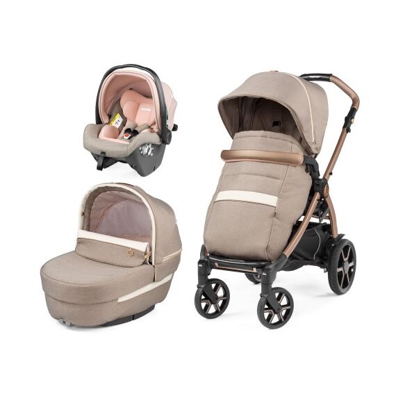 Carucior 3 in 1 Peg Perego Book, SLK, 0 - 22 kg, Mon Amour, Bej / Roz, Culoare: Crem  - ExclusivMAG.ro