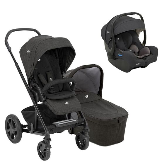Carucior pentru copii multifunctional 3 in 1 Joie Chrome Dlx Pavement/ i-Gemm Shale, Culoare: Negru  - ExclusivMAG.ro
