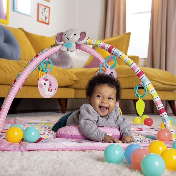 Salteluta de activitati 5 in 1 Gym & Ball Pit Rainbow Tropics Bright Starts - poza 8 - ExclusivMAG.ro