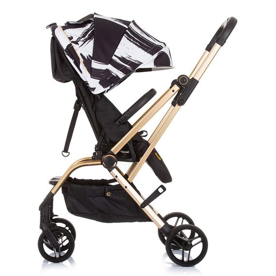 Carucior Chipolino Twister black white cu sezut rotativ, Culoare: Alb/Negru - poza 6 - ExclusivMAG.ro