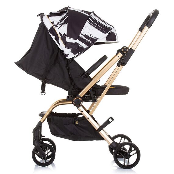 Carucior Chipolino Twister black white cu sezut rotativ, Culoare: Alb/Negru - poza 7 - ExclusivMAG.ro