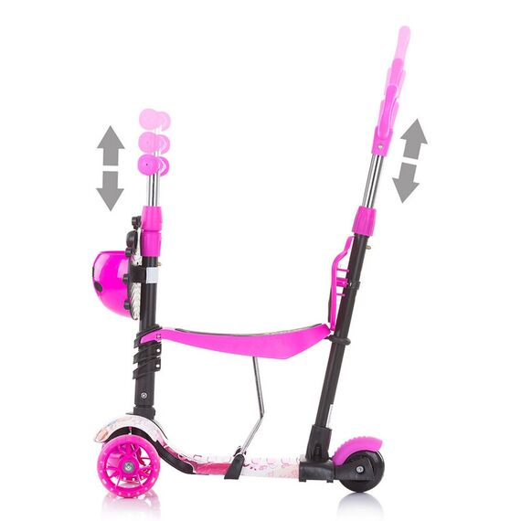 Trotineta Chipolino Kiddy Evo 3 in 1 cu maner lollipop, Culoare: Roz - poza 4 - ExclusivMAG.ro