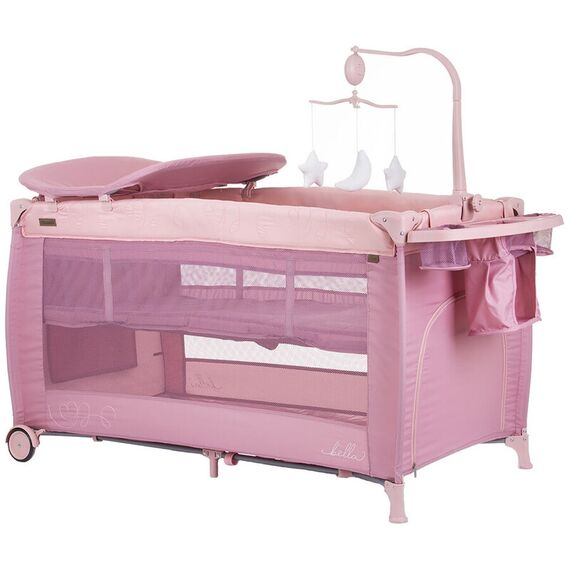 Patut pliabil Chipolino Bella rose water, Culoare: Roz, Dimensiuni: 120x60  - ExclusivMAG.ro