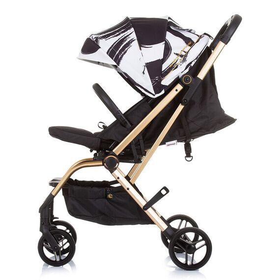 Carucior Chipolino Twister black white cu sezut rotativ, Culoare: Alb/Negru - poza 5 - ExclusivMAG.ro