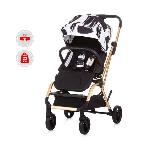 Carucior Chipolino Twister black white cu sezut rotativ, Culoare: Alb/Negru - poza 3 - ExclusivMAG.ro