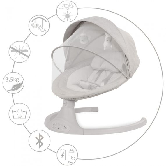 Leagan electric 2 in 1 Kidwell Luxi - Light Melange, Culoare: Gri deschis - poza 7 - ExclusivMAG.ro