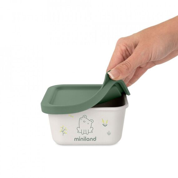 Set 2 recipiente ermetice mancare solida Frog Miniland, Culoare: Verde - poza 3 - ExclusivMAG.ro