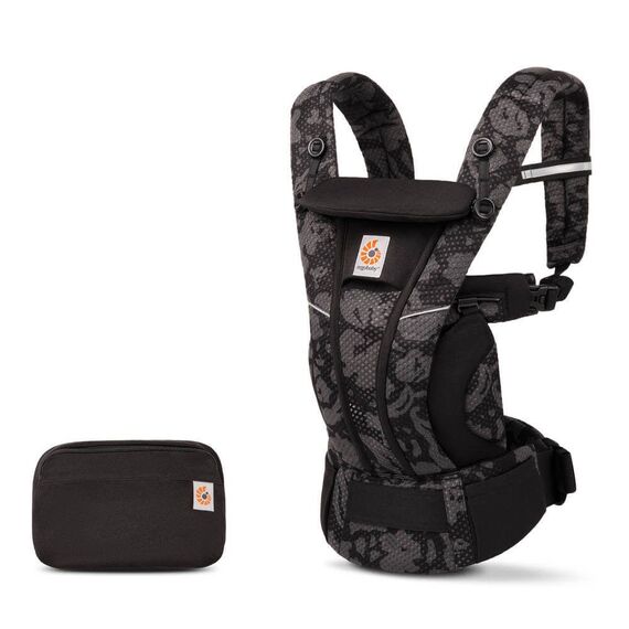 Marsupiu Omni Breeze Onyx Blooms Ergobaby, Culoare: Gri/Negru  - ExclusivMAG.ro