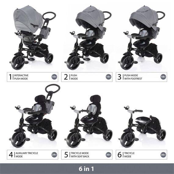 Tricicleta Zopa 6 moduri de utilizare Citi Trike Foggy Grey - poza 3 - ExclusivMAG.ro