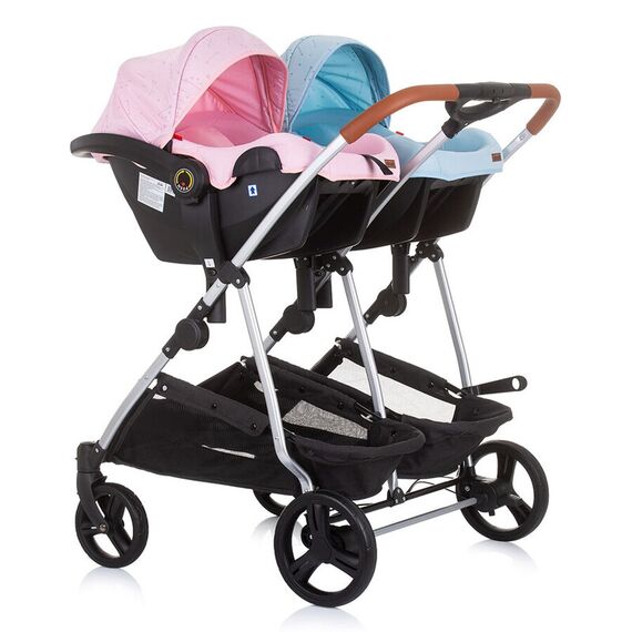 Carucior gemeni Chipolino Duo Smart 3 in 1 rose water sky, Culoare: Albastru/Roz - poza 11 - ExclusivMAG.ro