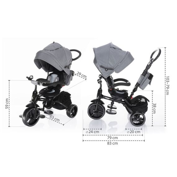 Tricicleta Zopa 6 moduri de utilizare Citi Trike Foggy Grey - poza 5 - ExclusivMAG.ro