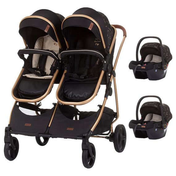 Carucior gemeni Chipolino Duo Smart 3 in 1 ebony, Culoare: Negru  - ExclusivMAG.ro