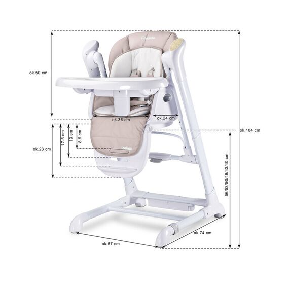 Scaun de masa cu leagan electric Caretero INDIGO 2 in 1 Pink, Culoare: Roz - poza 10 - ExclusivMAG.ro