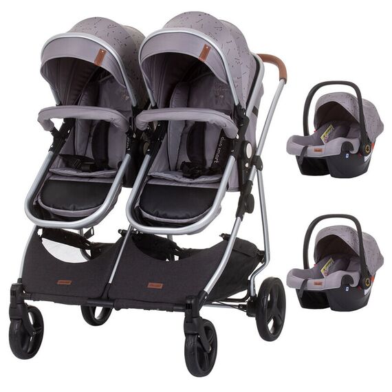 Carucior gemeni Chipolino Duo Smart 3 in 1 graphite, Culoare: Gri - poza 2 - ExclusivMAG.ro