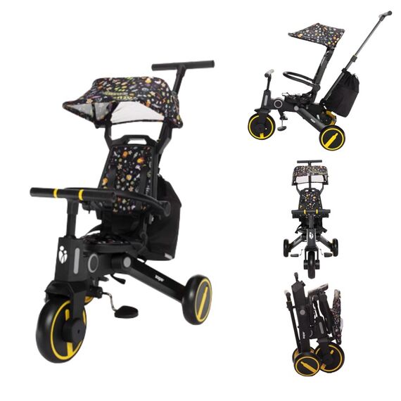 Tricicleta pliabila Zopa 7 in 1, de la 10 luni - 5 ani, Nova 2 Cosmic Black, Culoare: Negru  - ExclusivMAG.ro