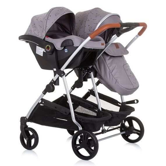 Carucior gemeni Chipolino Duo Smart 3 in 1 graphite, Culoare: Gri - poza 11 - ExclusivMAG.ro