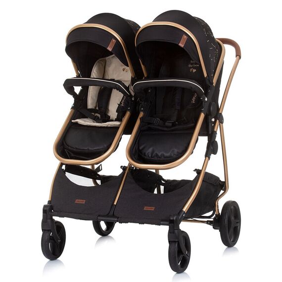 Carucior gemeni Chipolino Duo Smart 2 in 1 ebony, Culoare: Negru - poza 7 - ExclusivMAG.ro
