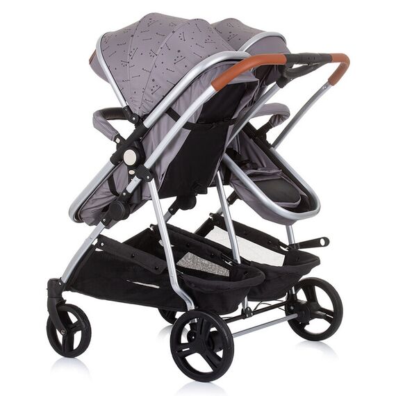 Carucior gemeni Chipolino Duo Smart 3 in 1 graphite, Culoare: Gri - poza 5 - ExclusivMAG.ro