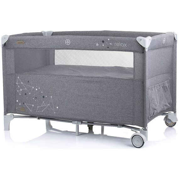 Patut pliabil Chipolino Relax glacier linen cu laterala culisanta, Culoare: Gri, Dimensiuni: 120x60 - poza 4 - ExclusivMAG.ro