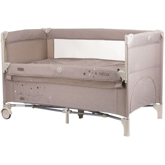 Patut pliabil Chipolino Relax sand linen cu laterala culisanta, Culoare: Crem, Dimensiuni: 120x60 - poza 2 - ExclusivMAG.ro