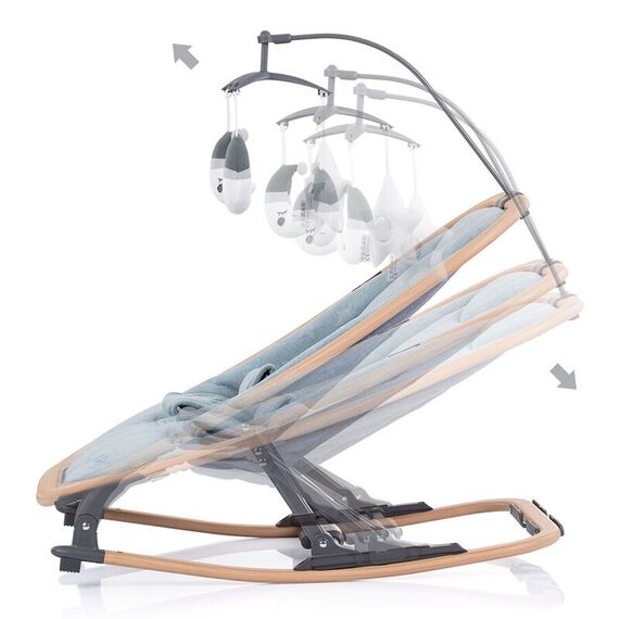 Scaunel balansoar Chipolino Velvet sky wood, Culoare: Albastru - poza 4 - ExclusivMAG.ro