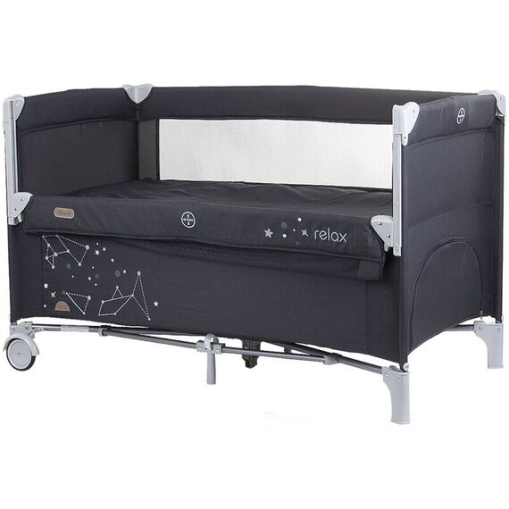 Patut pliabil Chipolino Relax ebony linen cu laterala culisanta, Culoare: Negru, Dimensiuni: 120x60 - poza 2 - ExclusivMAG.ro