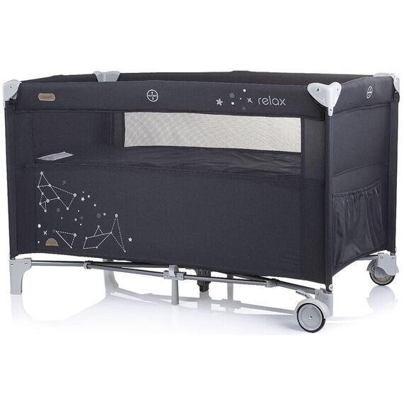 Patut pliabil Chipolino Relax ebony linen cu laterala culisanta, Culoare: Negru, Dimensiuni: 120x60 - poza 4 - ExclusivMAG.ro