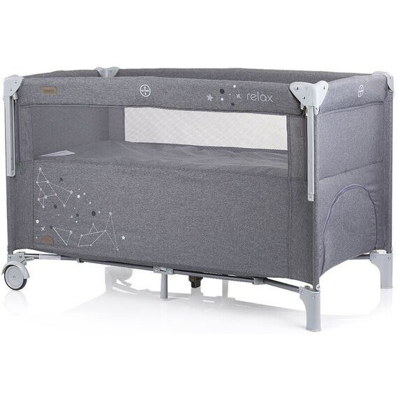 Patut pliabil Chipolino Relax glacier linen cu laterala culisanta, Culoare: Gri, Dimensiuni: 120x60 - poza 3 - ExclusivMAG.ro