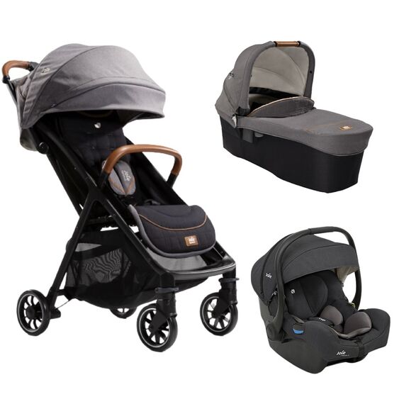 Joie - Carucior pentru copii ultracompact 3 in 1 Parcel Carbon / i-Gemm Shale, Culoare: Gri/Negru  - ExclusivMAG.ro