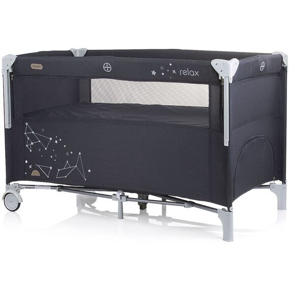 Patut pliabil Chipolino Relax ebony linen cu laterala culisanta, Culoare: Negru, Dimensiuni: 120x60 - poza 3 - ExclusivMAG.ro