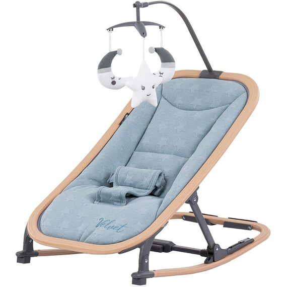 Scaunel balansoar Chipolino Velvet sky wood, Culoare: Albastru  - ExclusivMAG.ro