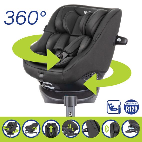 Scaun auto Graco rotativ 360 Turn2Me i-Size Midnight, Culoare: Negru, Grupa: 0-18kg (0 luni - 4 ani) - poza 9 - ExclusivMAG.ro